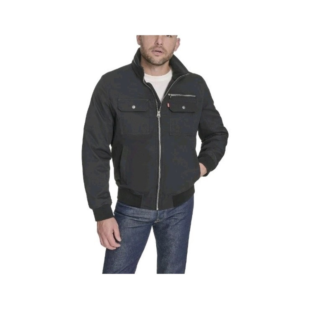 Men's Levi's Utility Stand Collar Bomber Jacket Size XXL Black